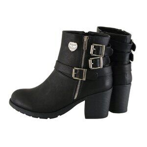 MILWAUKEE LEATHER TRIPLE-BUCKLE MOTO BOOT – BLACK – SIZE 10